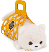 Игрушка мягкая - Кот Барсик в сумке белый 35 см., Orange B1000/35