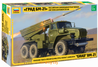 Модель сборная - Российская самоходная реактивная система залпового огня "Град" БМ-21, Звезда 3655з - Minsktoys.by