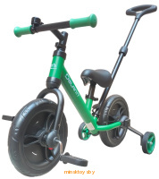 Беговел - велосипед с родительской ручкой 2 в 1, Delanit TF-01B (Зелёный)