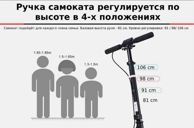 Регулировка высоты ручки на самокате Urban Scooter 116D